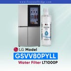 LG GSVV80PYLL refrigerator with LT1000P water filter replacement for clean drinking water and ice
