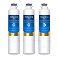 Three Waterdrop Plus water filters on a white background