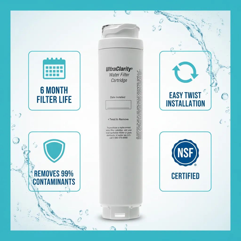 Water Filter Features - 6 Month Life, 99% Contaminant Removal