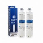 Bosch B30BB935SS Refrigerator UltraClarity Pro water filter 2-pack with retail box packaging and two white replacement cartridges displayed upright.