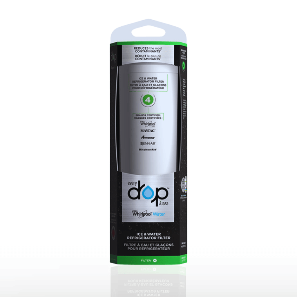 Droplet water filter packaging on a white background