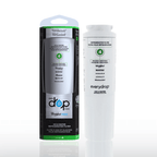 everydrop refrigerator filter packaging and filter on a white background