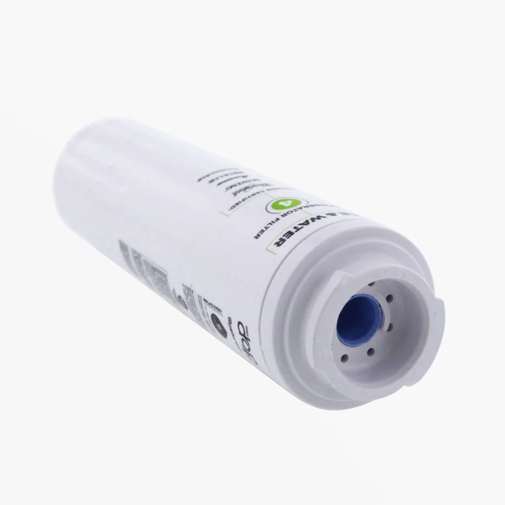 White cylindrical water filter on a white background