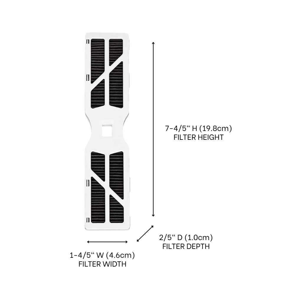 Filter with dimensions labeled on a white background