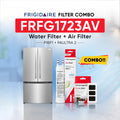Frigidaire FRFG1723AV refrigerator with PWF1 water filter and PAULTRA2 air filter combo replacement set.