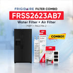 Frigidaire FRSS2623AB7 refrigerator with PWF1 water filter and PAULTRA2 air filter combo replacement set.