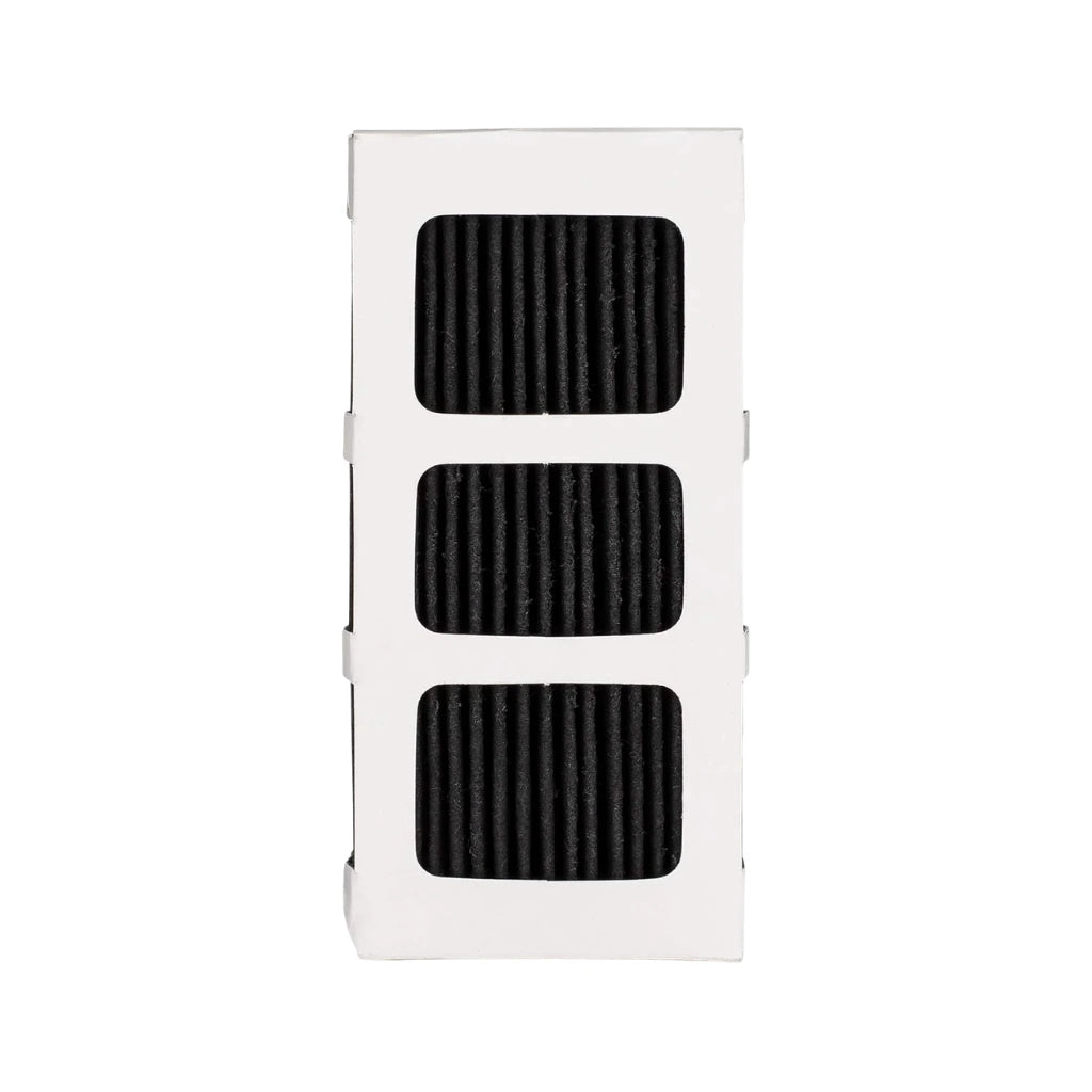 Rectangular white object with three black rectangular pads on a white background
