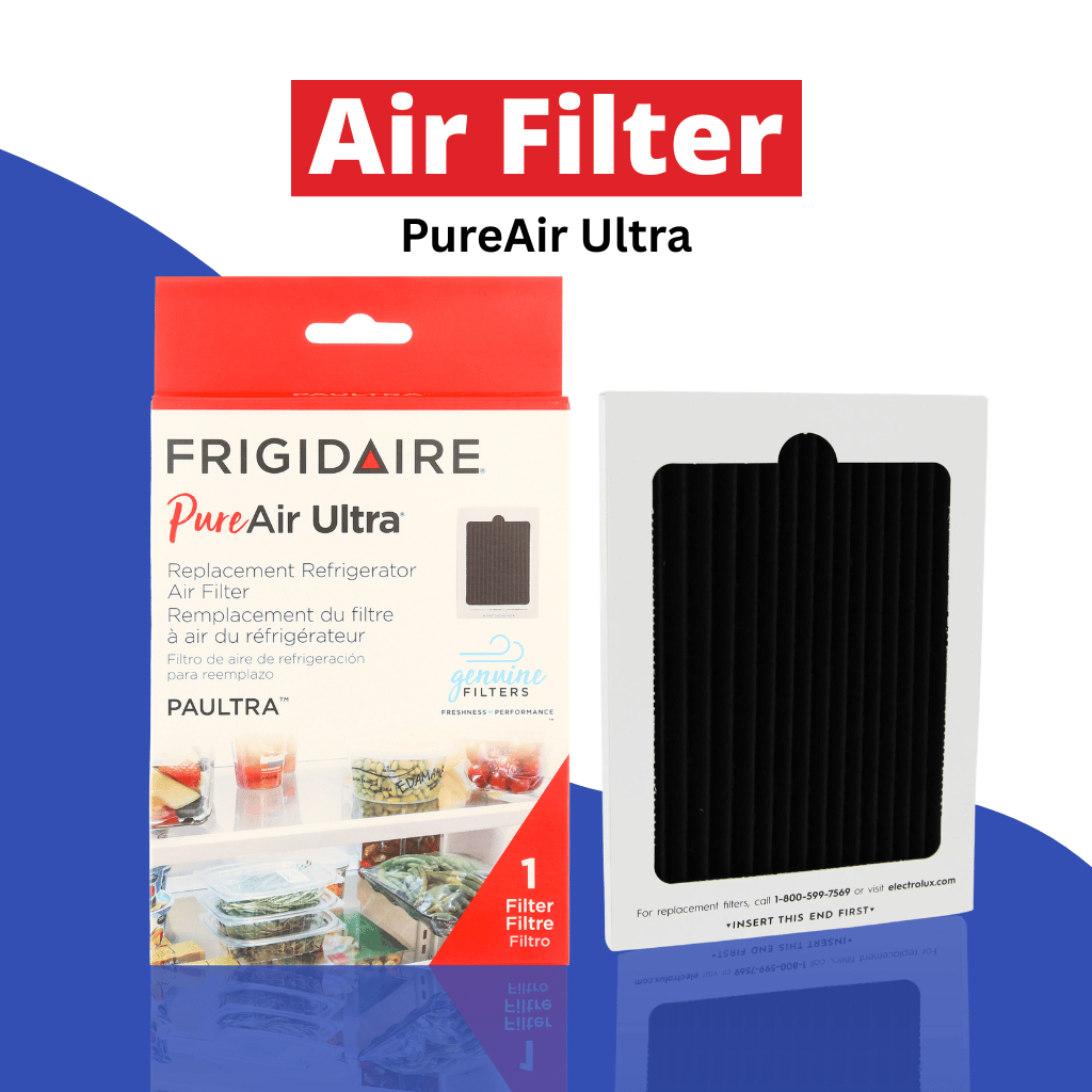 Frigidaire PureAir Ultra air filter packaging on a blue and white background