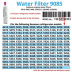 Kenmore water filter replacement guide with model number lookup chart