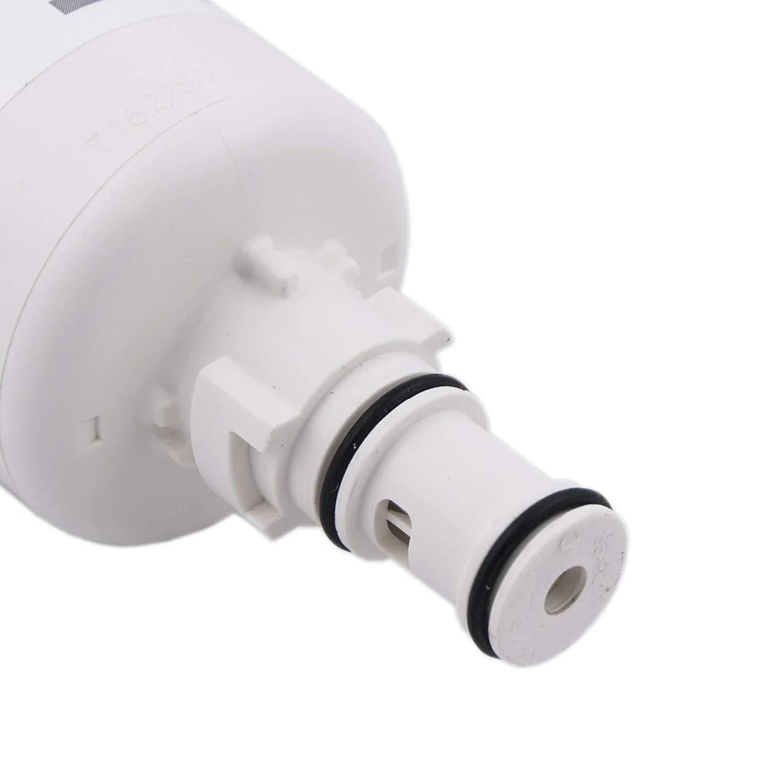 Close-up of a white shower head on a white background