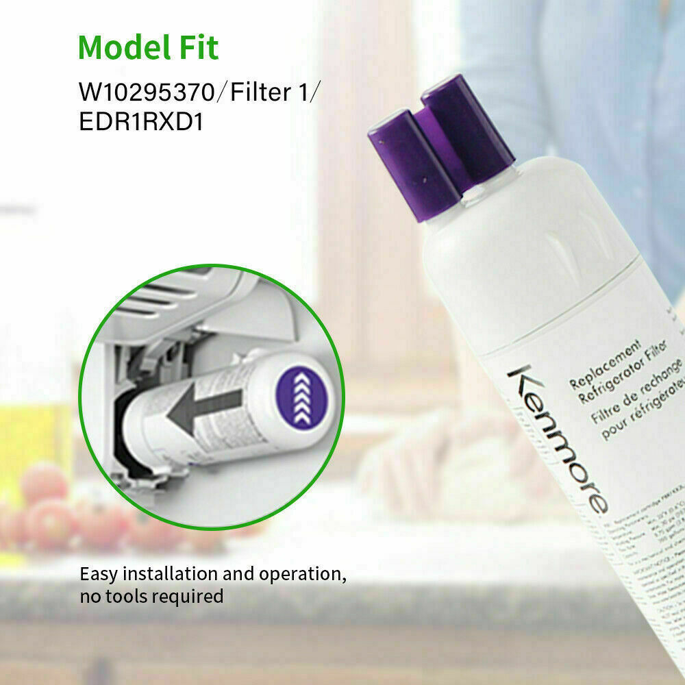 Kenmore refrigerator filter with model details and installation instructions.