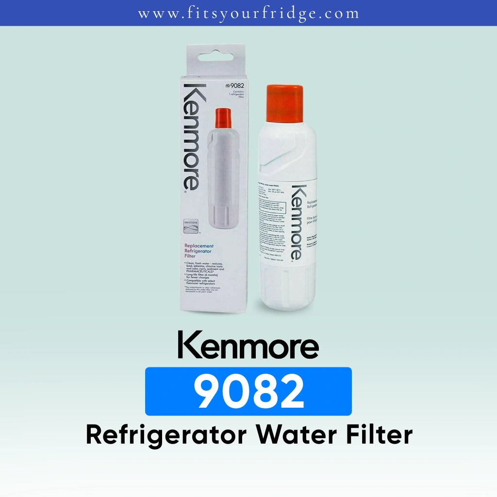 Kenmore 9082 refrigerator water filter replacement with genuine Kenmore filter cartridge and retail packaging, designed to provide cleaner, fresher drinking water and improved refrigerator filtration performance