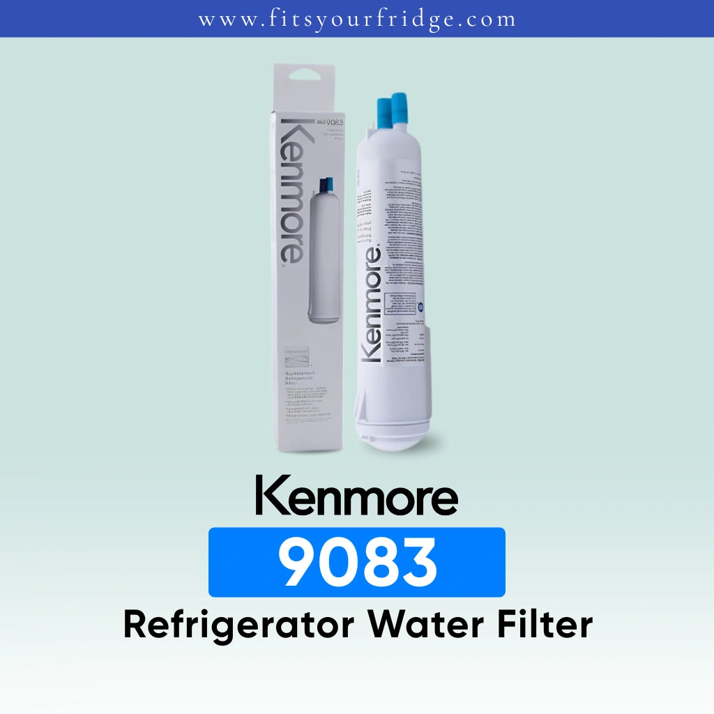 Kenmore 9083 refrigerator water filter replacement with genuine Kenmore filter cartridge and packaging, designed for cleaner, fresher drinking water and reliable refrigerator filtration performance