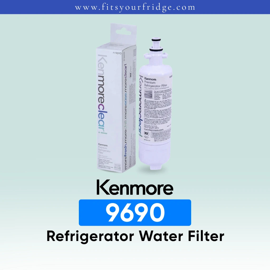 Kenmore 9690 refrigerator water filter replacement with genuine Kenmore filter cartridge and retail packaging, designed to provide cleaner, fresher drinking water and reliable refrigerator filtration performance