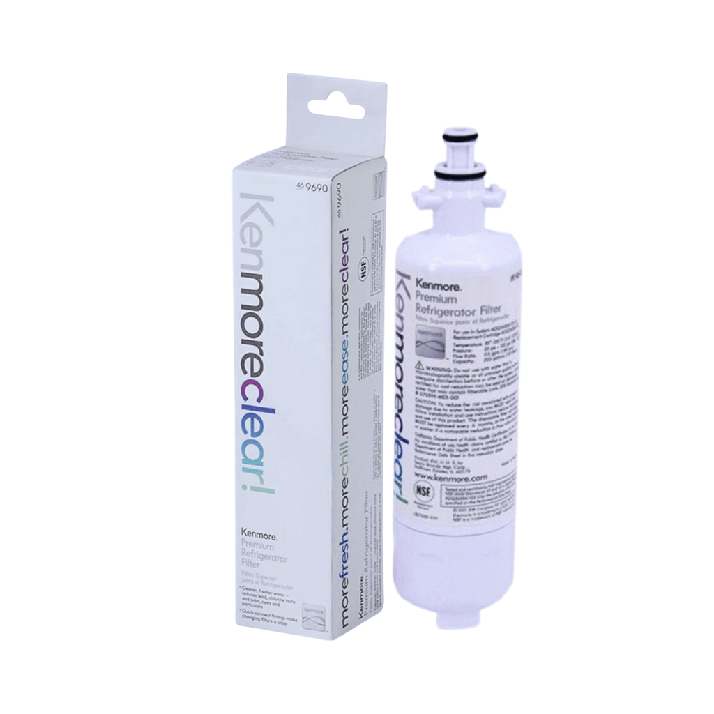 Kermoreclear air filter and packaging on a white background