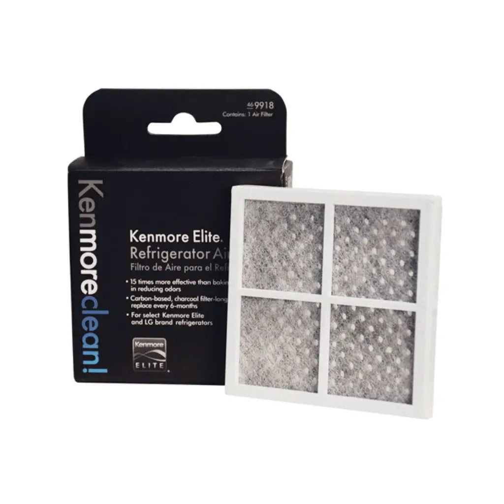 Kenmore Elite refrigerator air filter with packaging on a white background