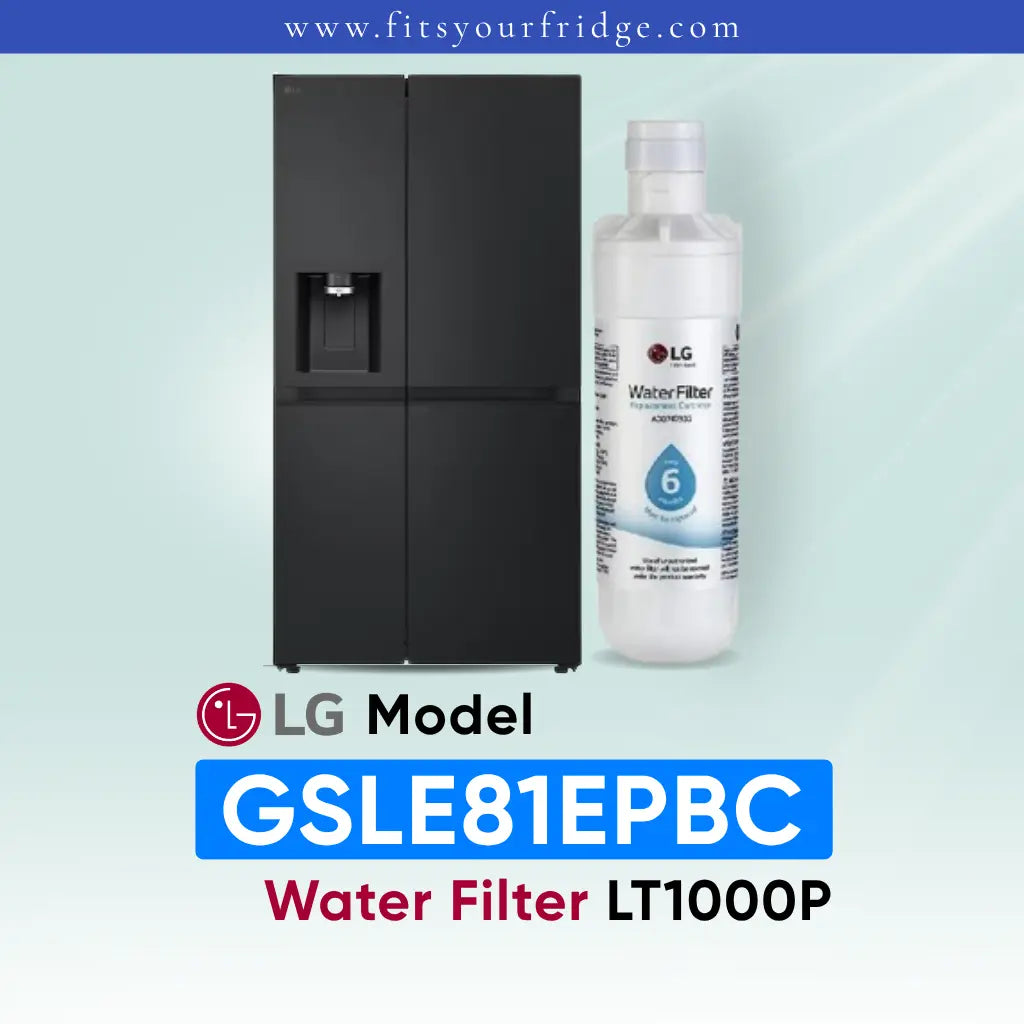 LG GSLE81EPBC refrigerator with LT1000P water filter replacement for clean drinking water and ice