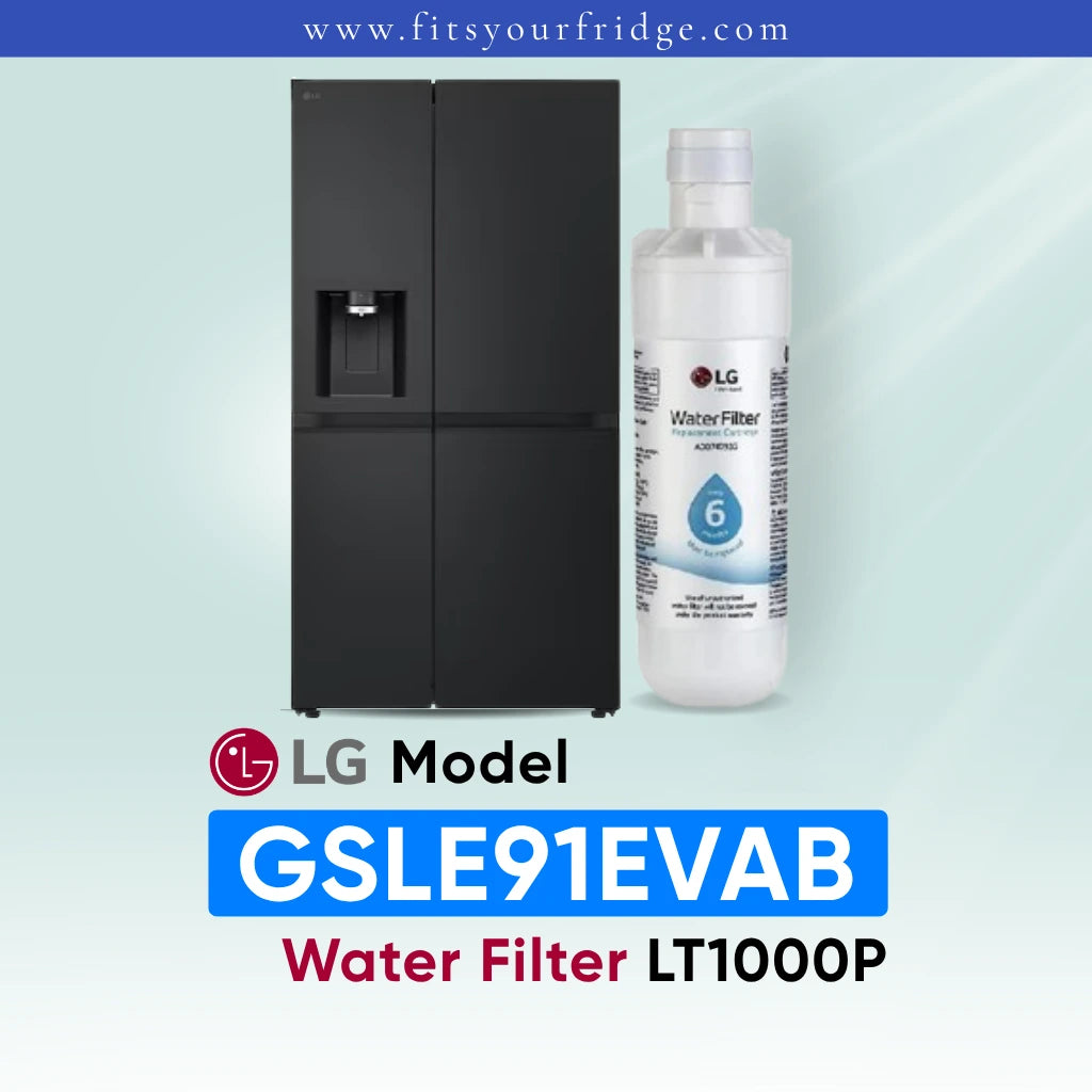 LG GSLE91EVAB refrigerator with LT1000P water filter replacement for clean drinking water and ice