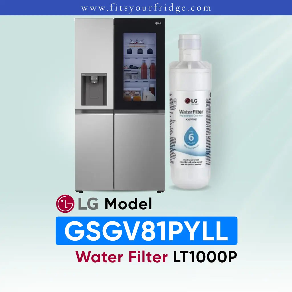 LG GSGV81PYLL refrigerator with LT1000P water filter replacement for clean drinking water and ice