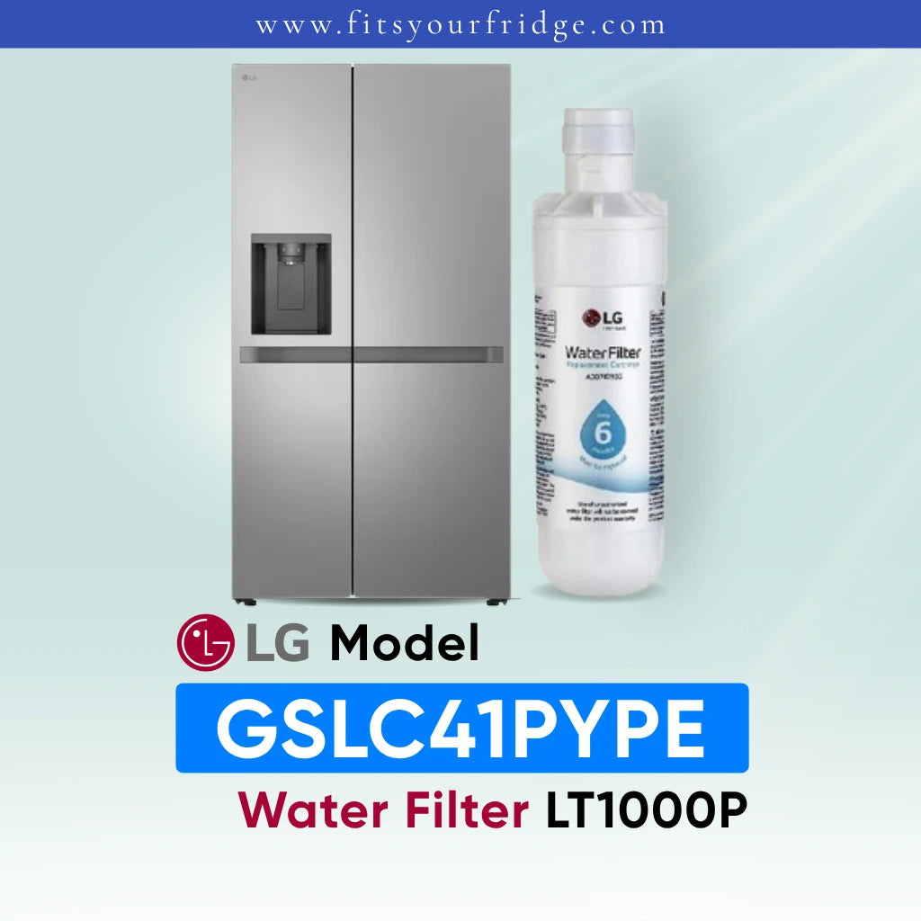 LG GSLC41PYPE refrigerator with LT1000P water filter replacement for clean drinking water and ice