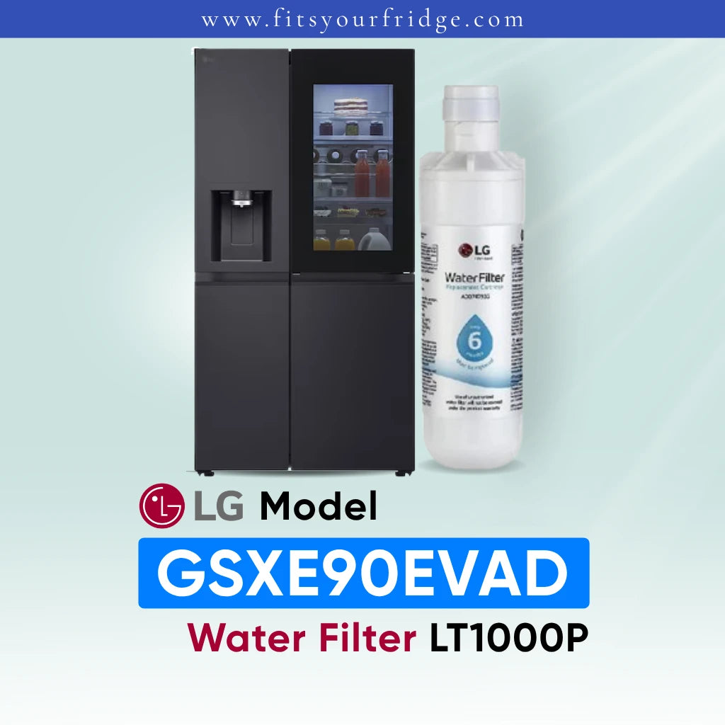 LG GSXE90EVAD refrigerator with LT1000P water filter replacement for clean drinking water and ice