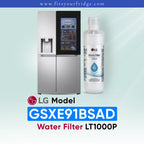 LG GSXE91BSAD refrigerator with LT1000P water filter replacement for clean drinking water and ice