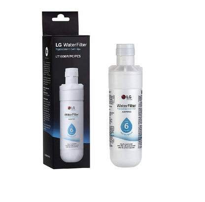 LG GSXV80PZLE Refrigerator Water Filter with Package on a white background