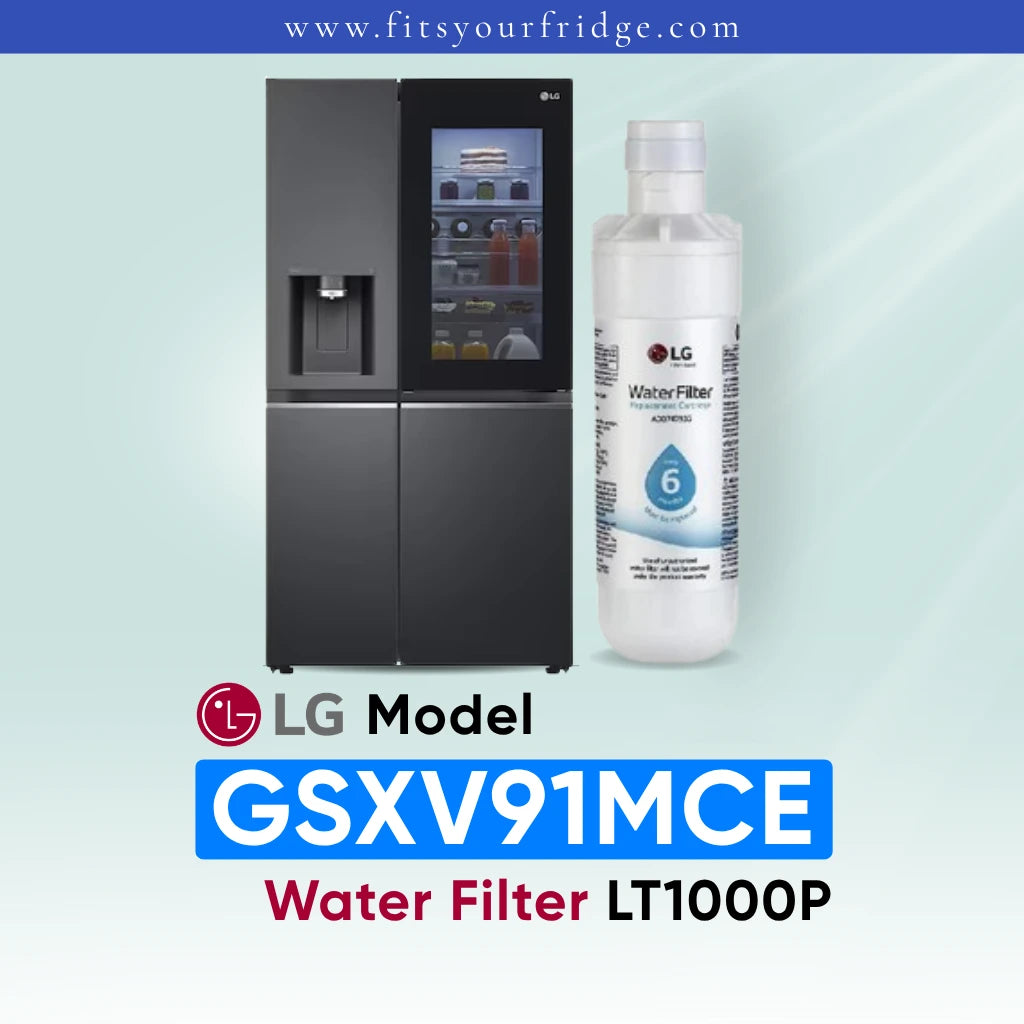 LG GSXV91MCE refrigerator with LT1000P water filter replacement for clean drinking water and ice