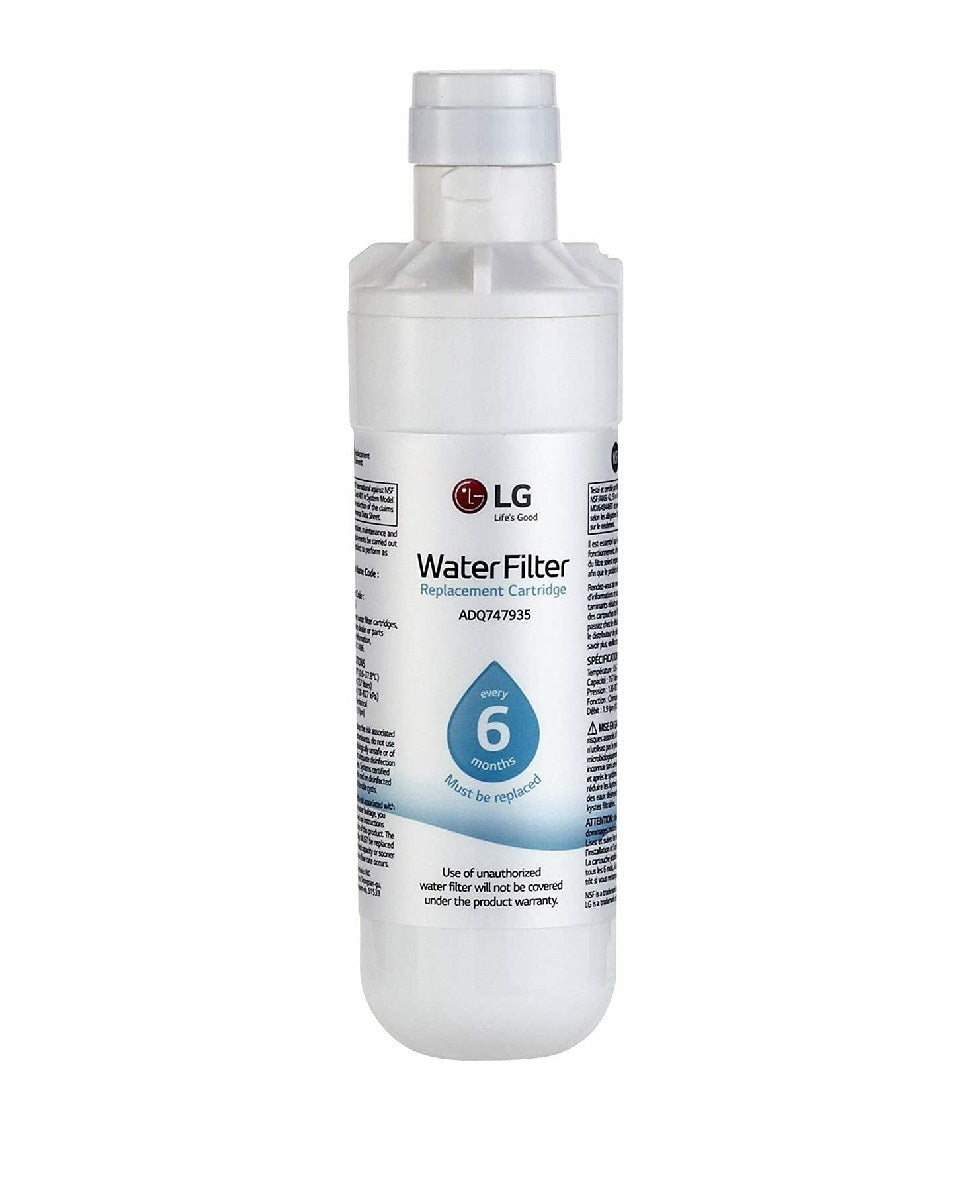 LG LRFXC2606S water filter bottle on a white background