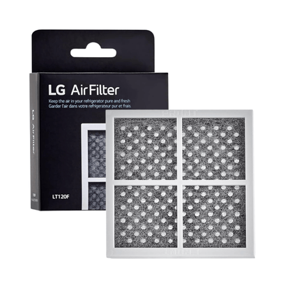 LG air filter with packaging on a white background