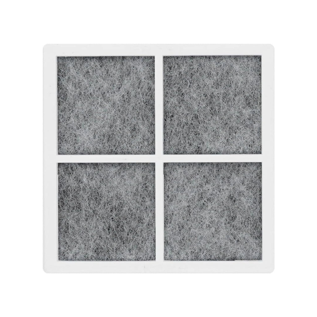 Gray air filter in a white frame on a white background