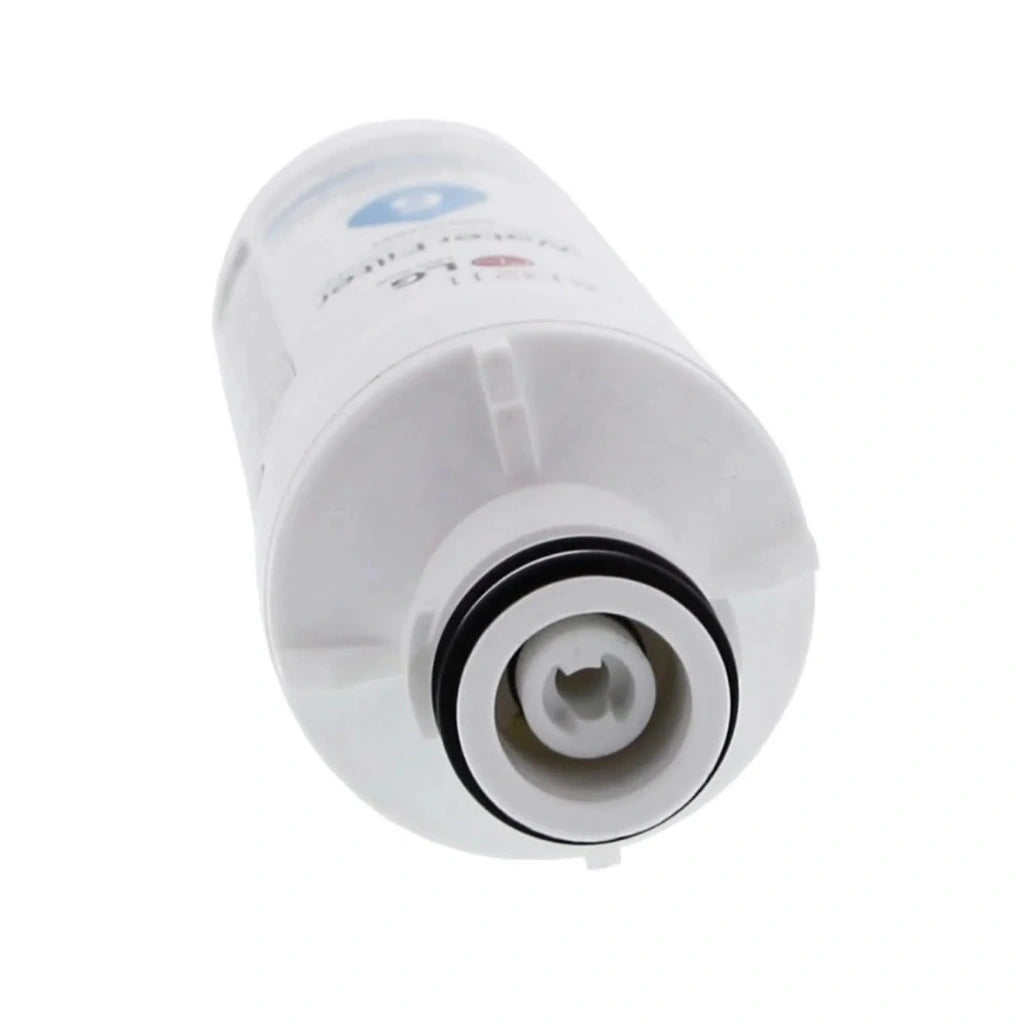 White water filter cartridge on a white background