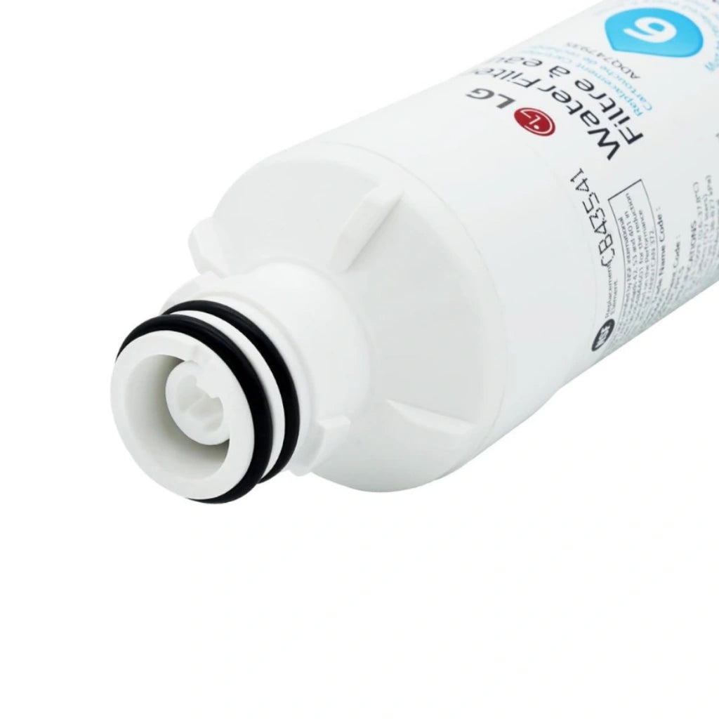 White water filter cartridge with visible branding on a white background