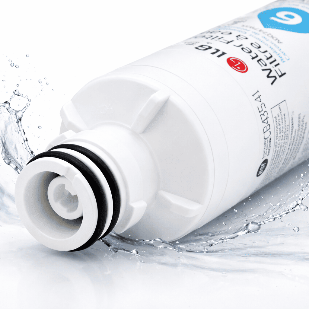 White water filter with brand logo on a white background