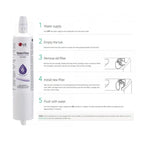 LG water filter cartridge with installation instructions on a white background