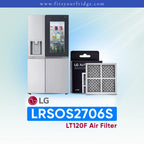 LG refrigerator LRSOS2706S with air filter packaging and model number.