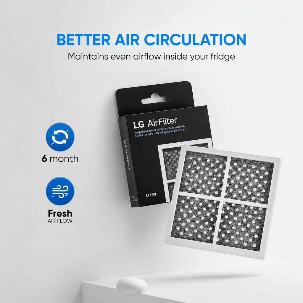 LG LRSOS2706S AirFilter packaging with air filter sheets on a white background.