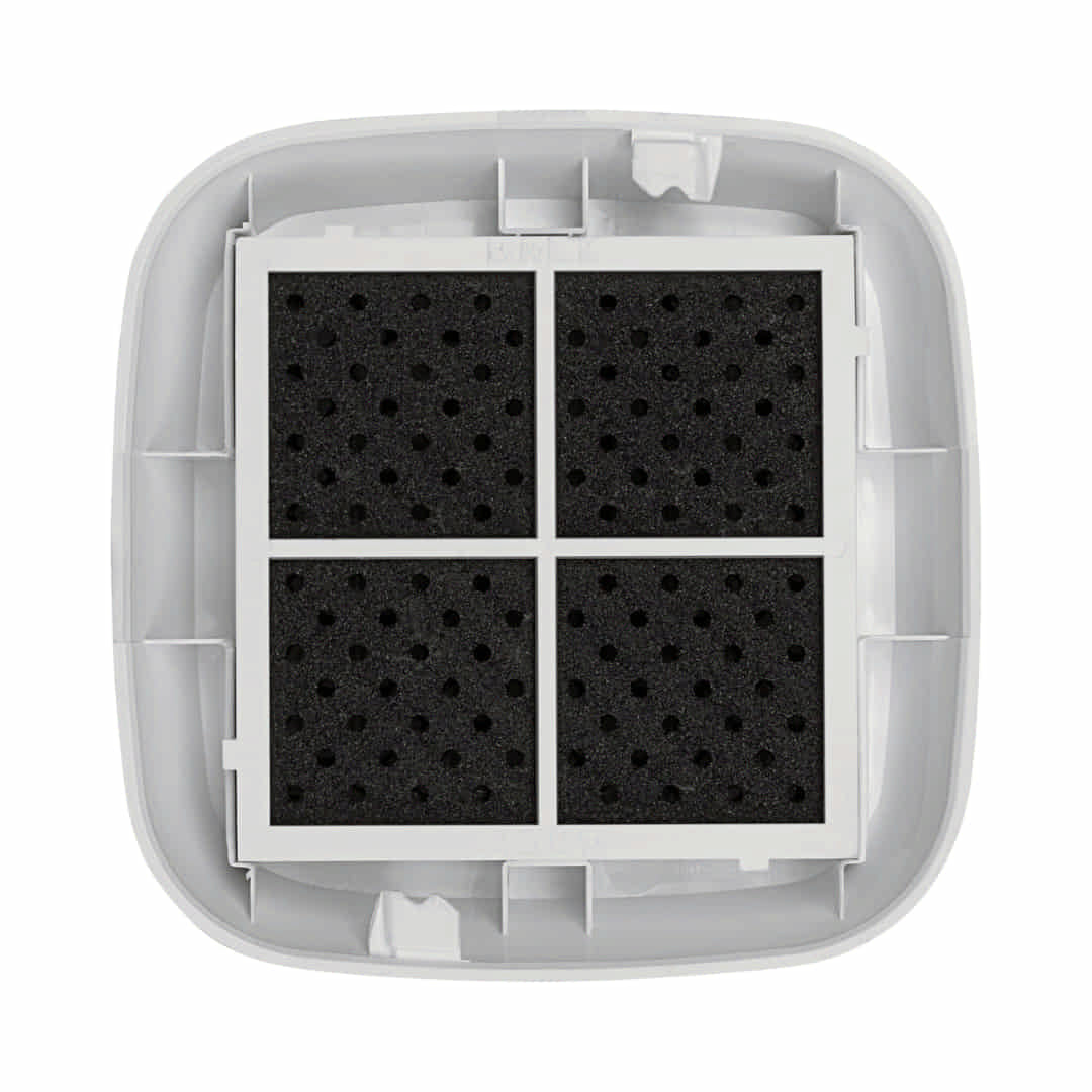 LG Refrigerator Model LFXS26596D Air Filter Replacement with black pleated media in a white housing on a white background