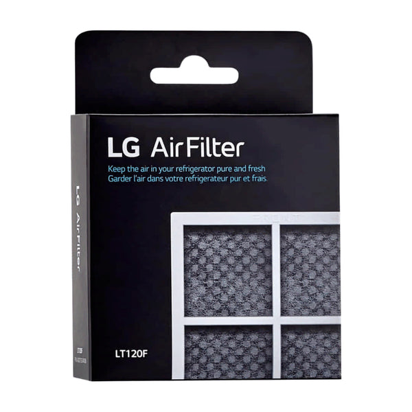 LG Air Filter packaging with text and filter images on a white background