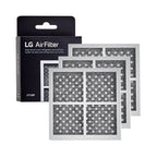 LG Refrigerator Model LRFXS2503S Air Filter packaging with three filters displayed in front