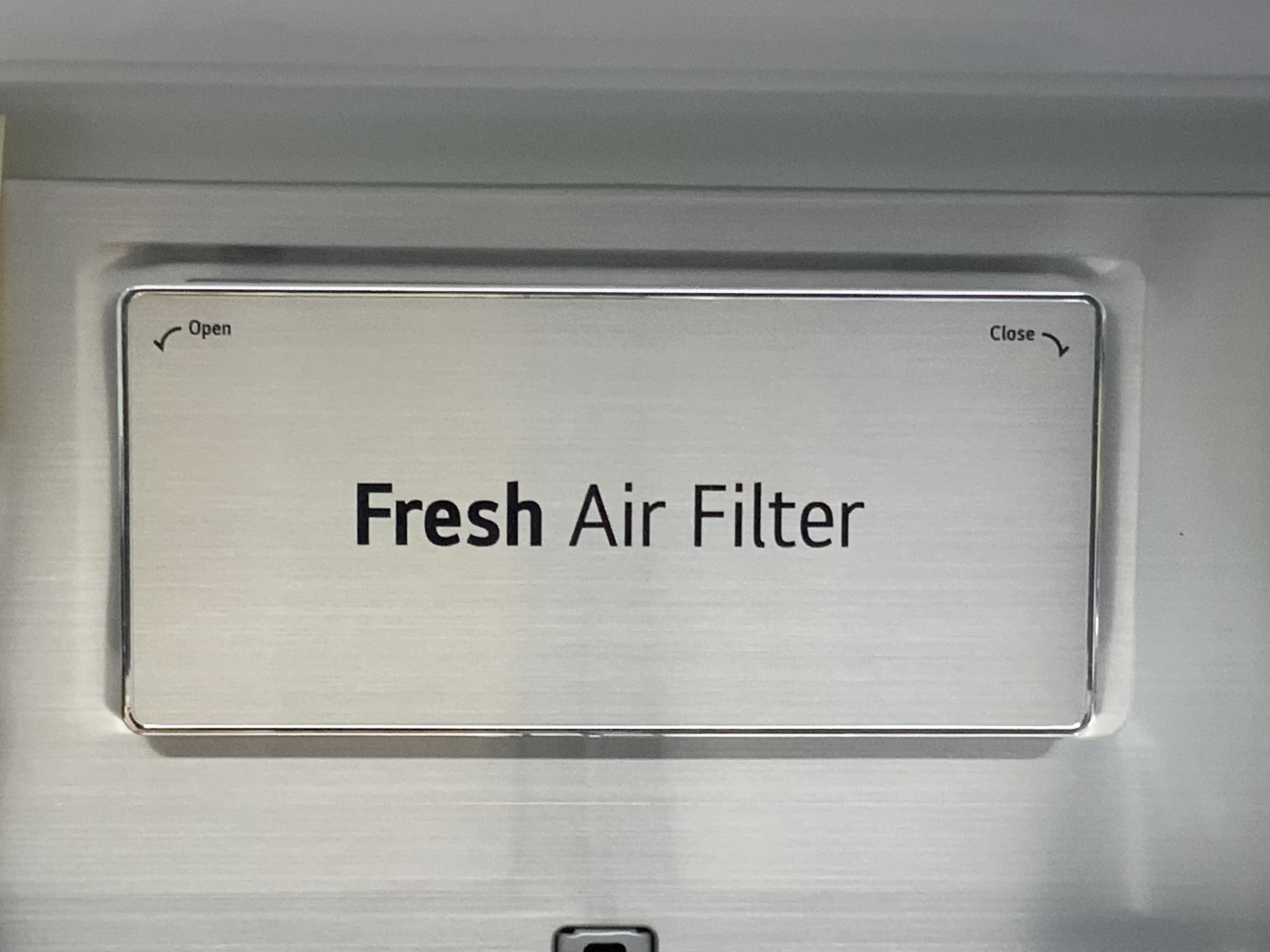 LG Refrigerator Model LRFXS2503S Air Filter with 'Fresh Air Filter' text on a silver background