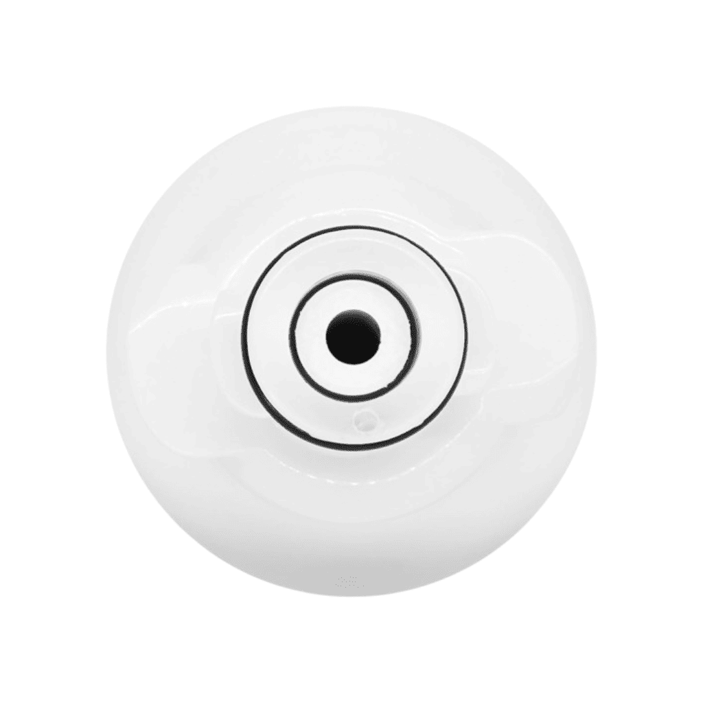 White wheel with black center on a white background