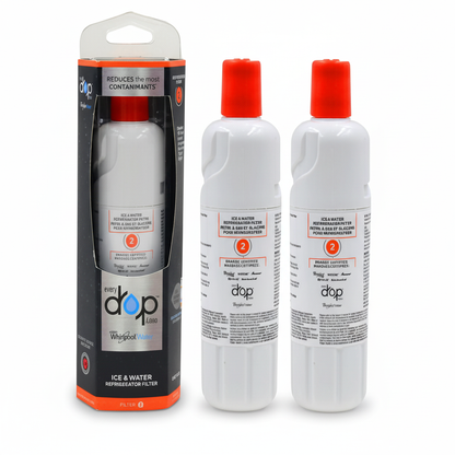 EveryDrop Filter 2 refrigerator water filter two-pack shown with retail packaging on a white background.