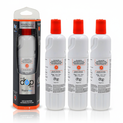 EveryDrop Filter 2 refrigerator water filter three-pack shown with retail packaging on a white background.