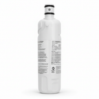 Rear view of EveryDrop refrigerator water filter showing product label and connector on white background.