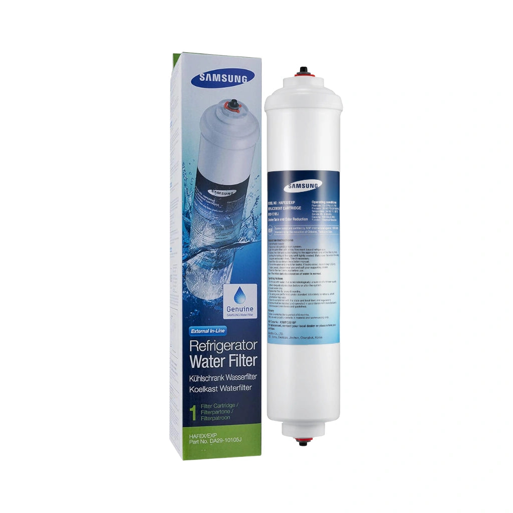 Samsung DA29-10105Jv refrigerator water filter 1 pack with packaging on a white background