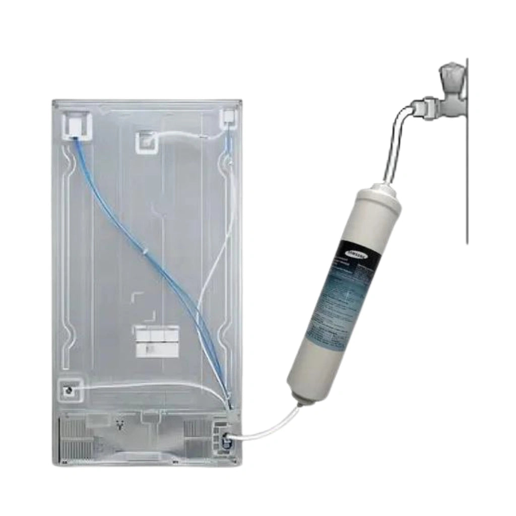Water filtration system with filter DA29 cartridge on a white background