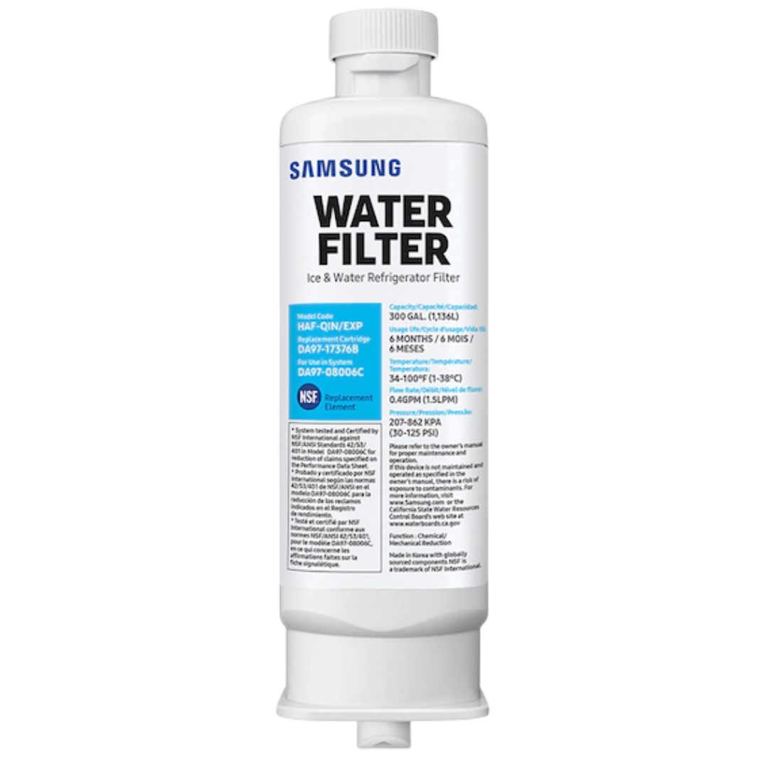 Front View of Samsung RF28R7201SR Water Filter on a white background