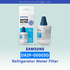 Samsung DA29-00003G refrigerator water filter replacement with genuine Samsung filter cartridge and retail packaging, designed for cleaner, fresher drinking water and refrigerator ice filtration systems