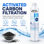 Samsung DA29-00020B refrigerator water filter with activated carbon filtration, helps reduce chlorine taste and odor for cleaner, fresher drinking water and improved water quality